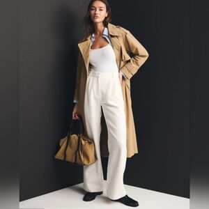 Abercrombie & Fitch Cream Sloane Wide Leg Split Hem Trousers